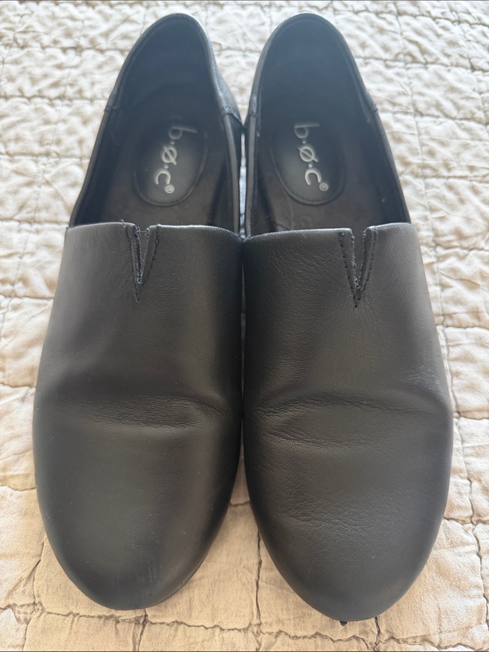 b.o.c. Black Slip-On Leather Flats